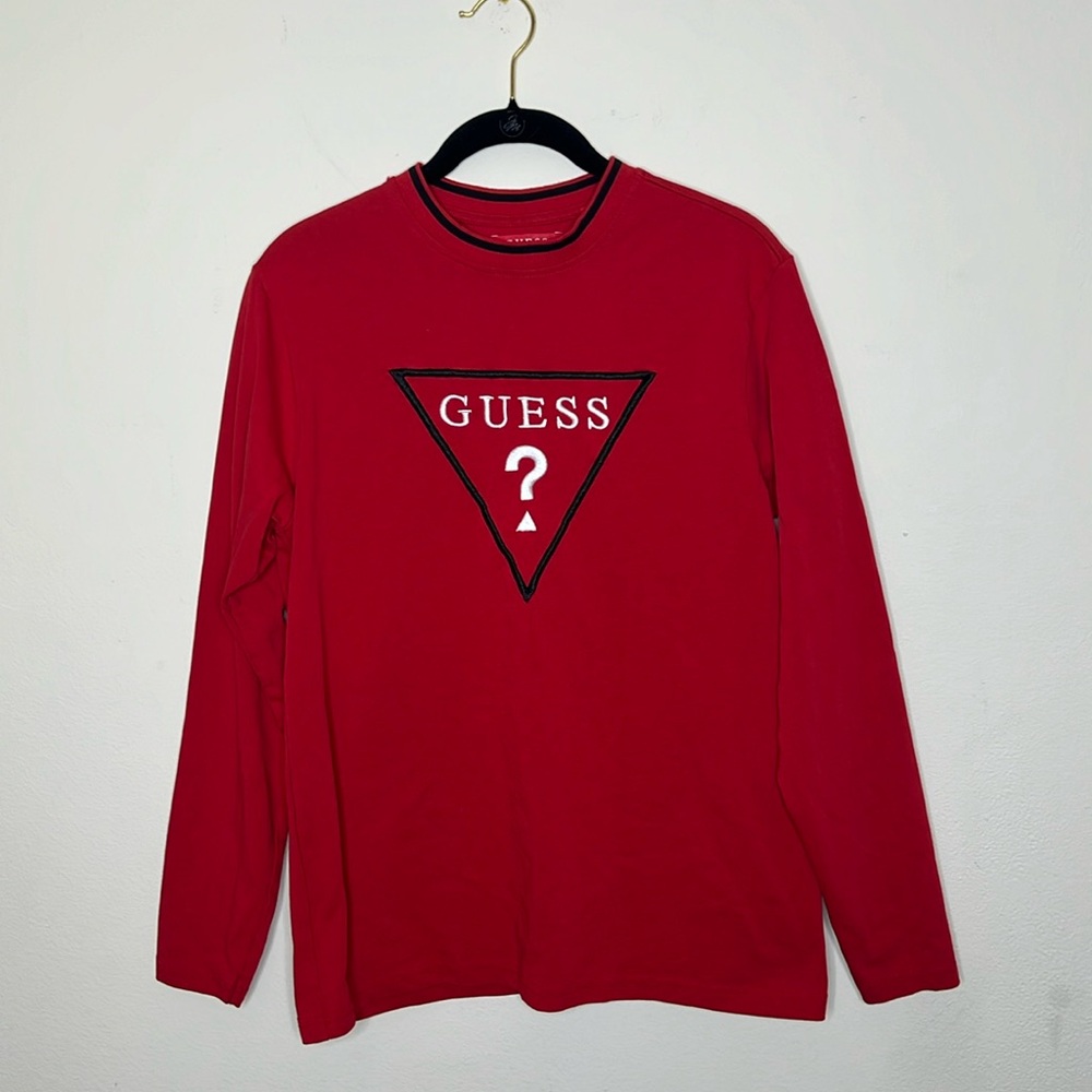 Guess Red Pullover Crew Neck Long Sleeve Top